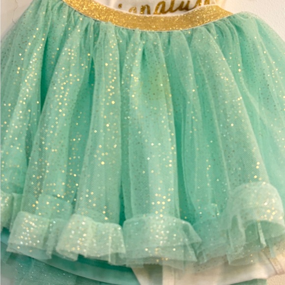Teal and gold tulle outfit. Onesies and a sparkle tulle skirt size 18 months - Picture 8 of 9